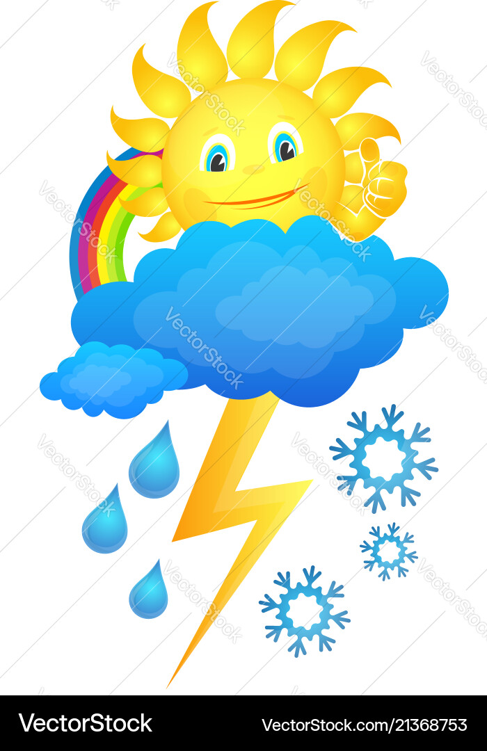 Sun in the clouds and different weather Vector Image