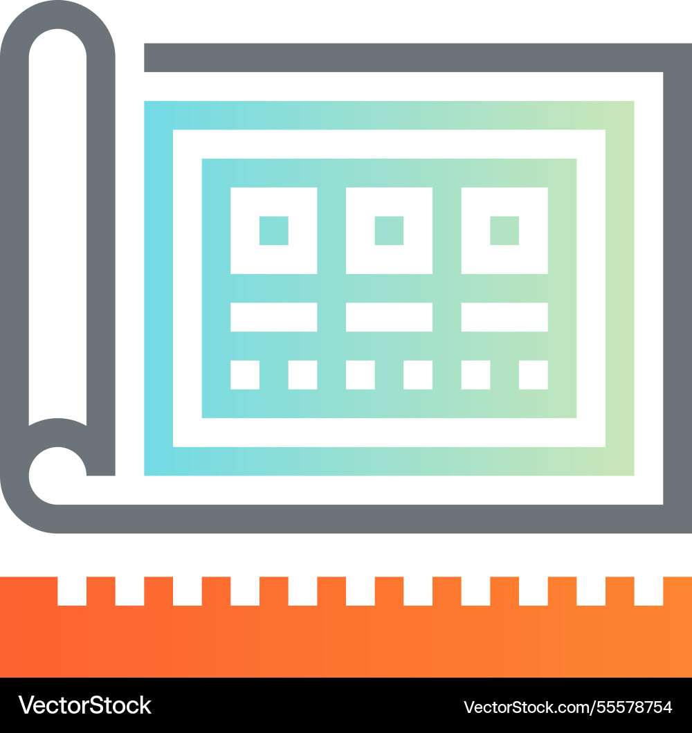 Blueprint flat line web icon concept Blueprint flat line web icon concept Vector Image