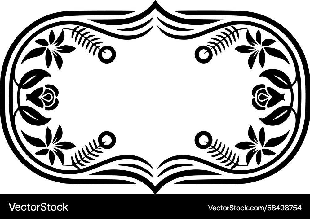 Botanical Scroll Frame Vector Image