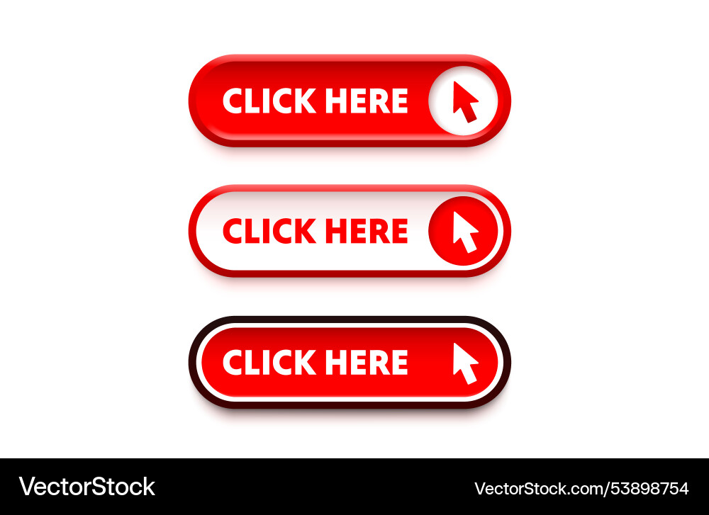 Click here button set link mouse Royalty Free Vector Image