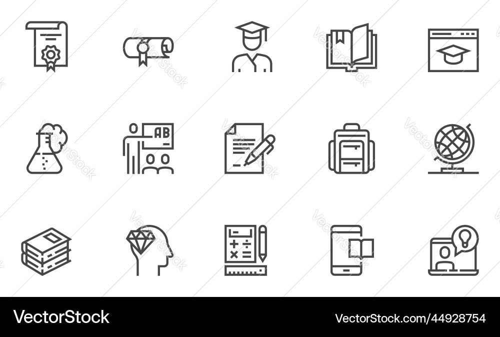 Schule und Universität flache Linie Icons Set Schule und Universität flache Linie Icons Set vektorbild