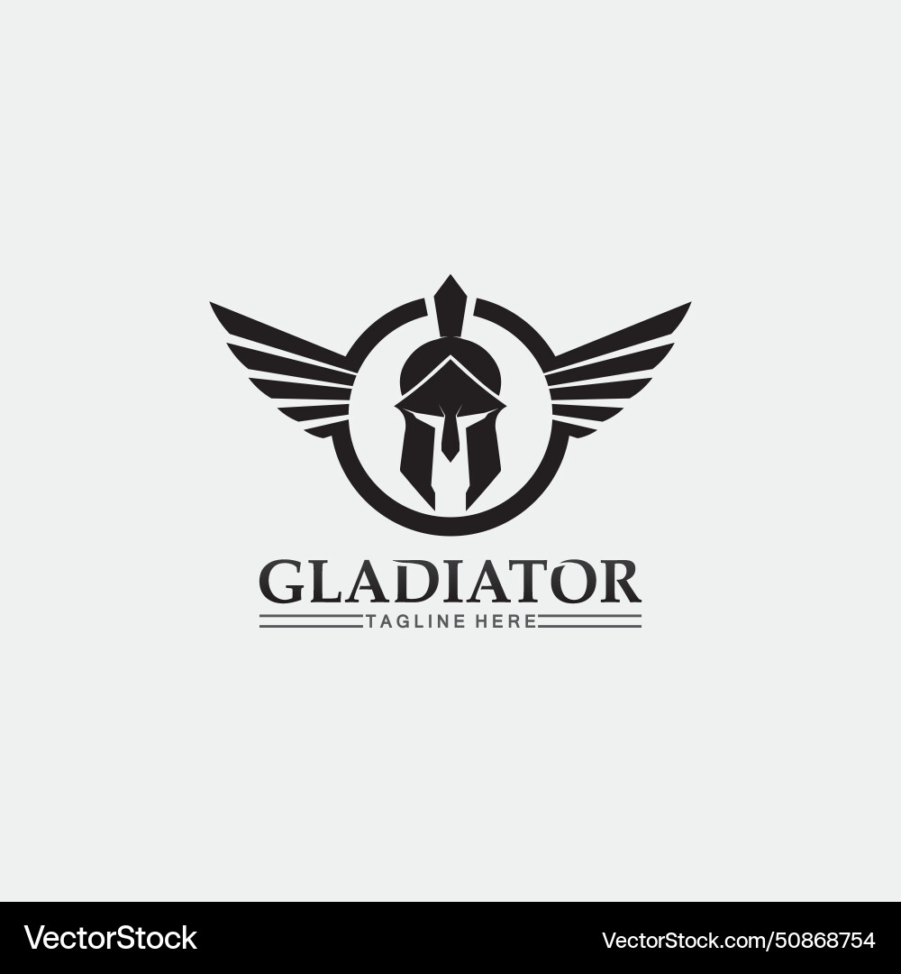 Spartan helmet gladiator logo template icon Vector Image