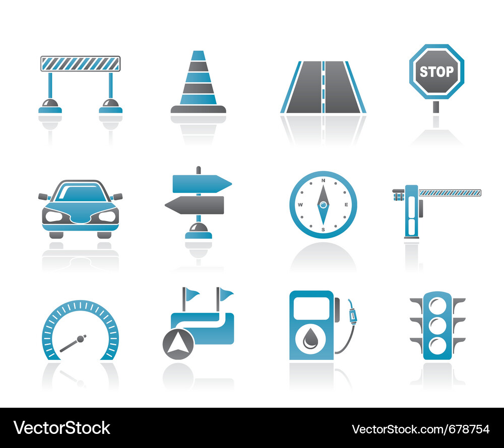 Traffic & Navigation Icons Vector Image