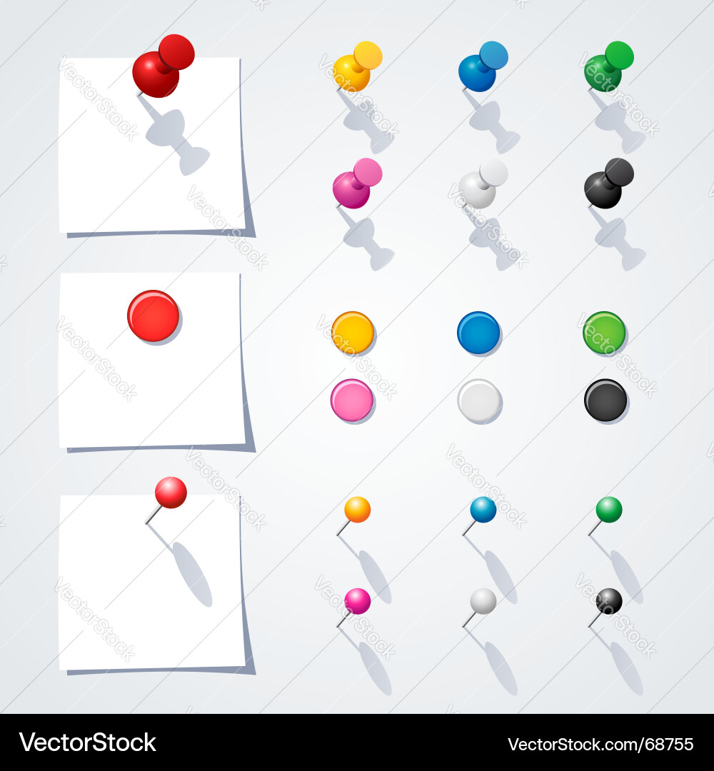Assorted Push Pins vector image
