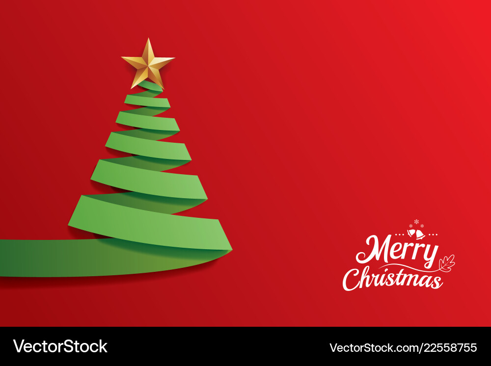 Christmas tree paper art greeting card design Christmas tree paper art greeting card design vector image