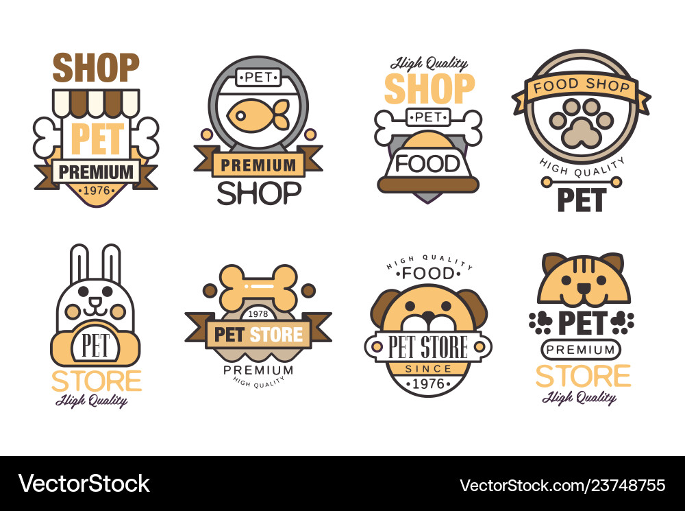 Pet store logo set premium shop since 1976 Pet store logo set premium shop since 1976 vector image