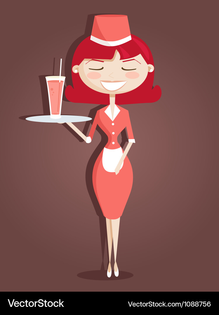 Cute waitress vector image