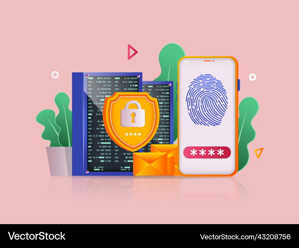 Cyber security concept 3d icon vector image