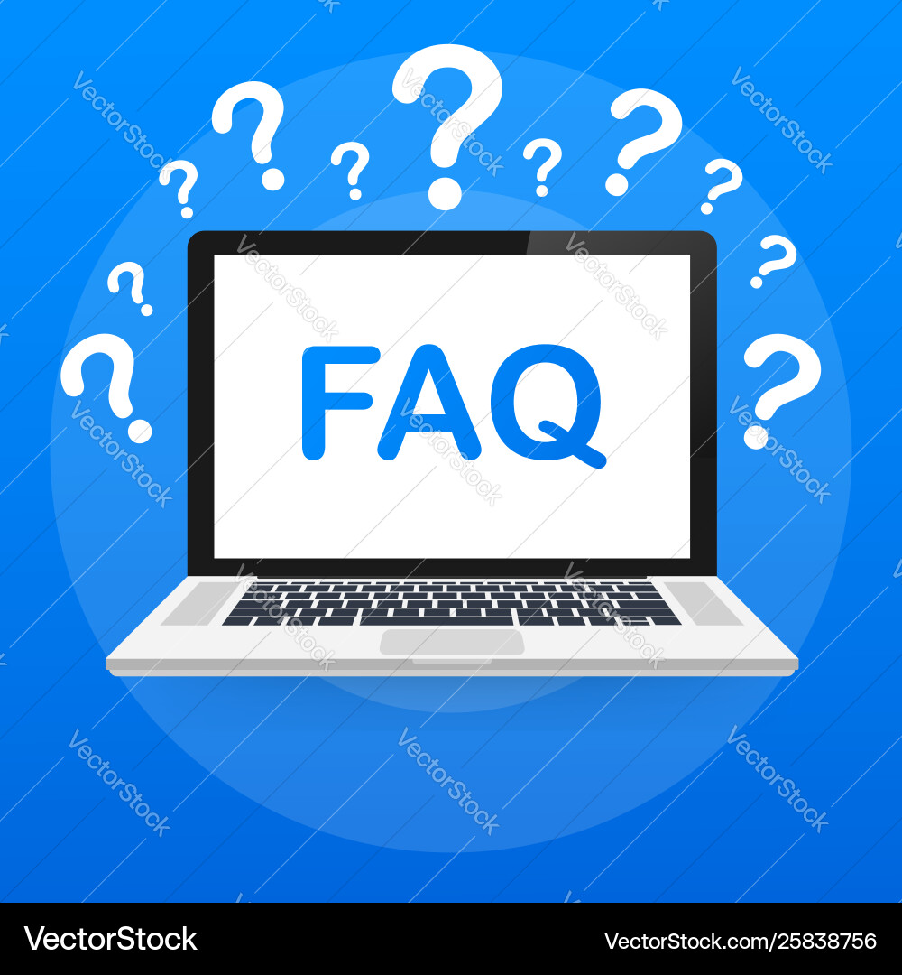 Frequently asked questions faq banner computer Vector Image