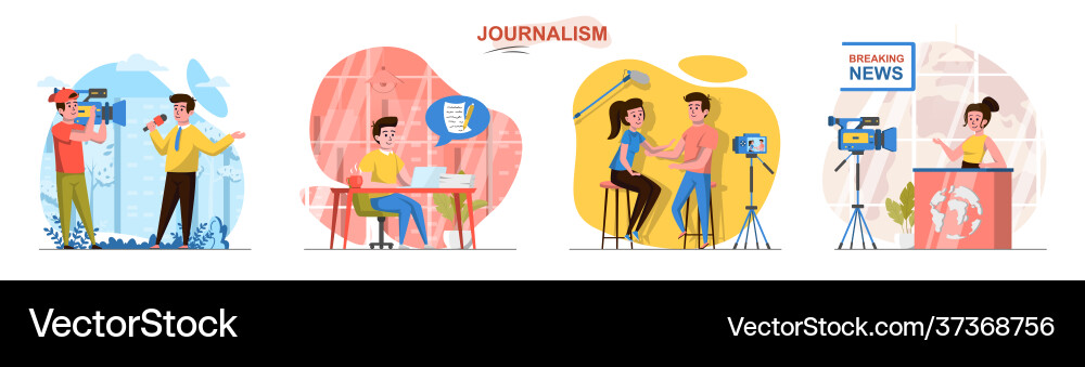 Journalism flat design concept scenes set Journalism flat design concept scenes set vector image