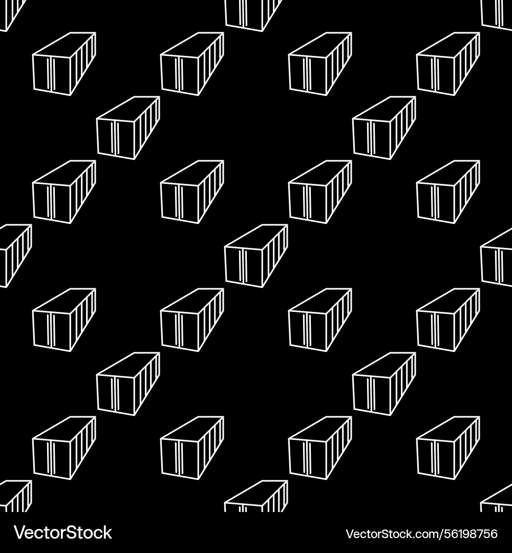 Seamless pattern of a shipping container in line Vector Image