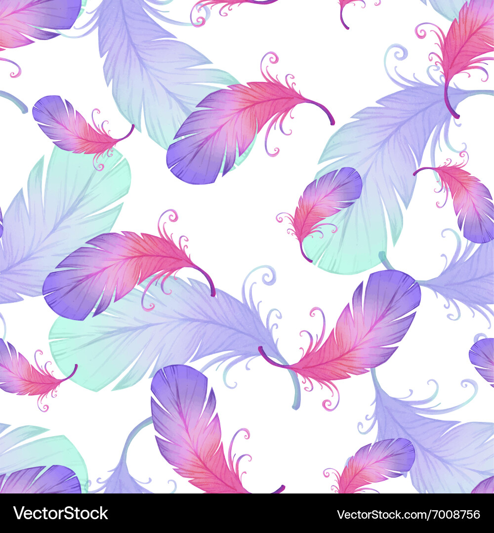Seamless pattern with bird feathers vector image