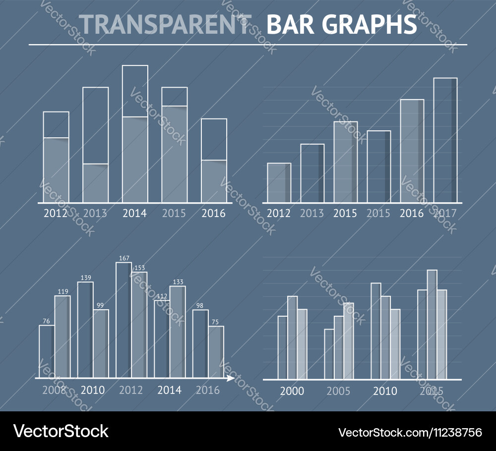 Transparent Bar Charts for Data Visualization vector image