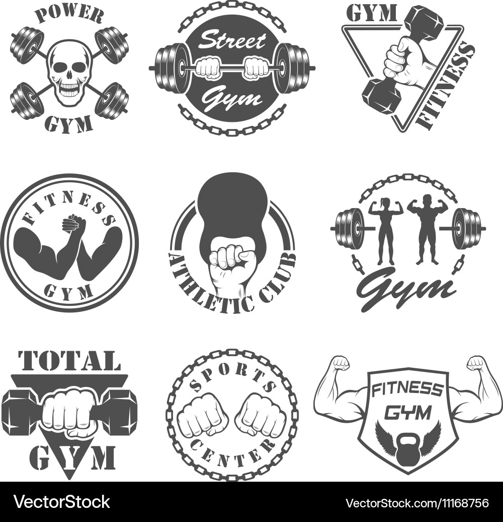 Vintage Gym Sticker Set Vector Image