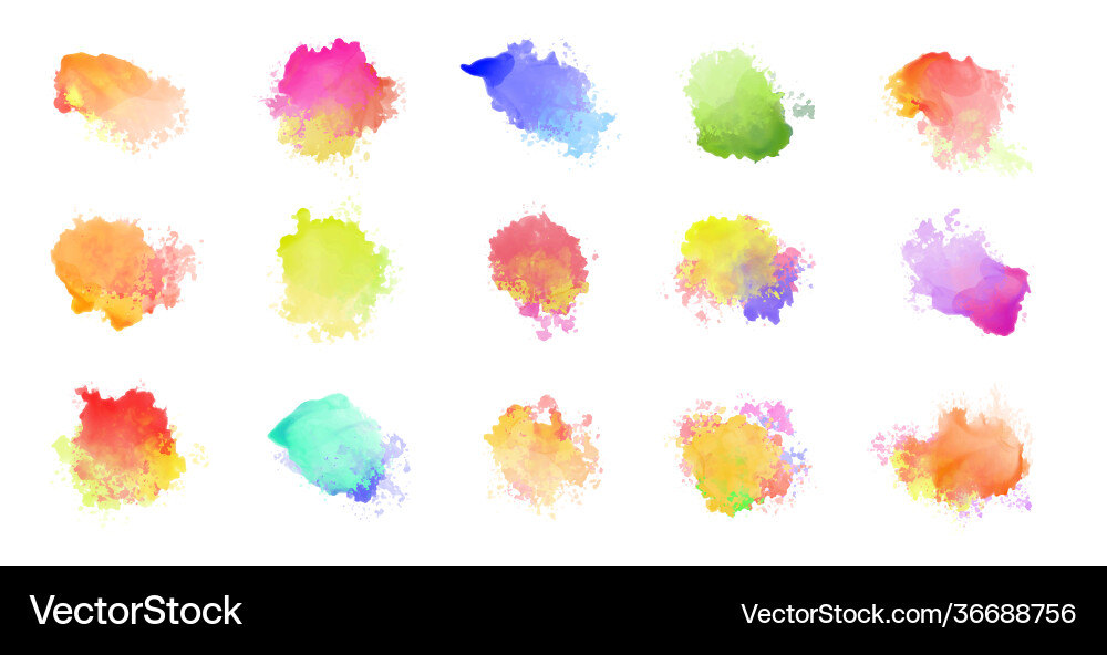 Watercolor Stain Set - Colorful Drops Vector Image