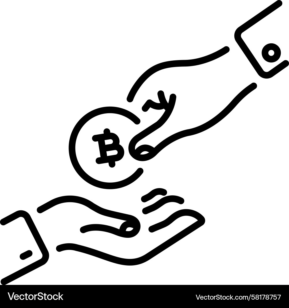 Bitcoin Give Icon - Linear Style Vector Image