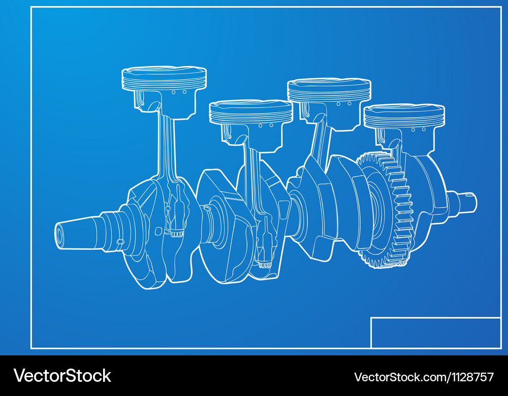 Engine Component Blueprint Vector Image