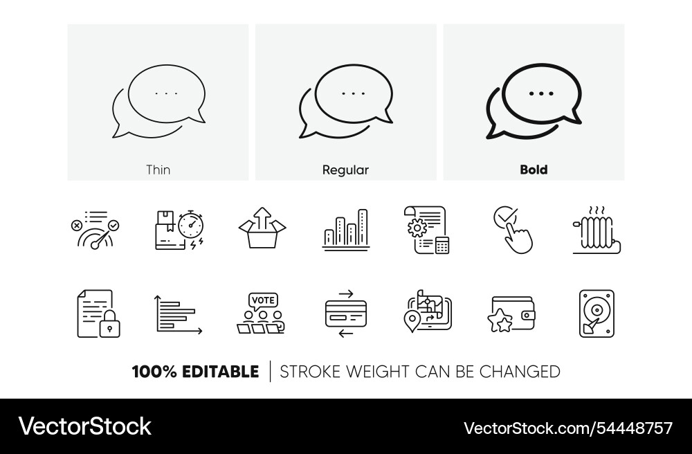 Hdd online voting and lock line icons for web Hdd online voting and lock line icons for web Vector Image