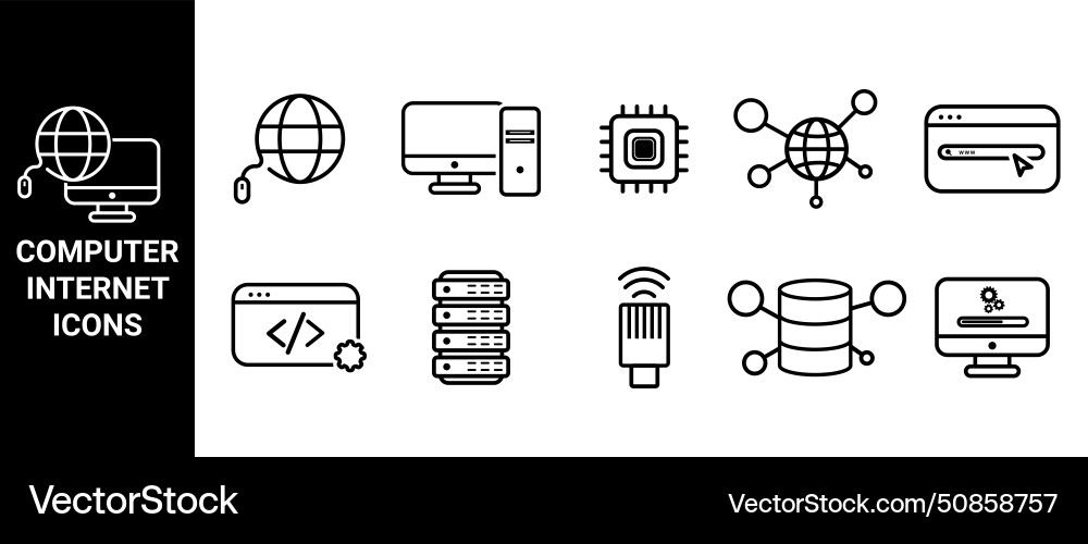 Internet computer icon set Internet computer icon set vector image