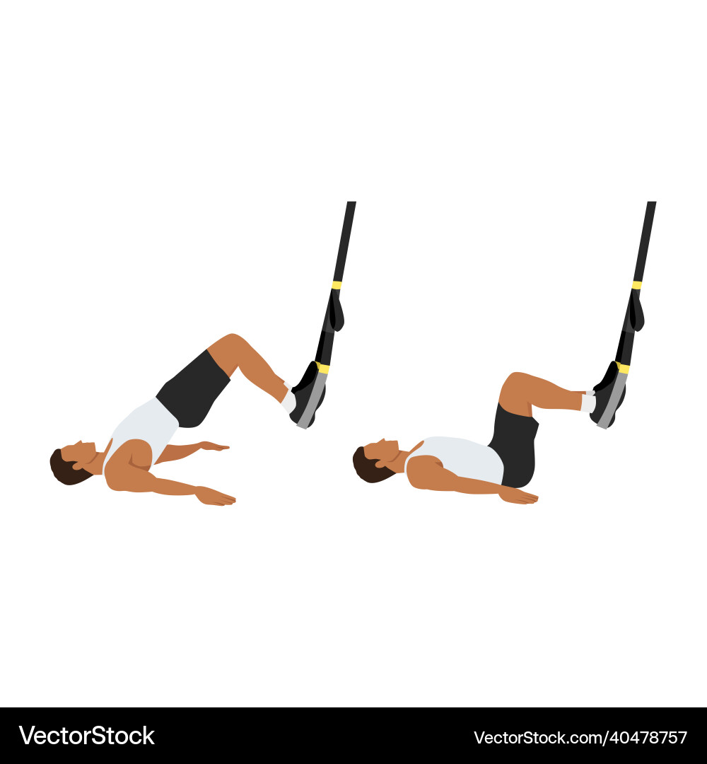 Man doing trx suspension straps glute bridge exerc Man doing trx suspension straps glute bridge exerc vector image