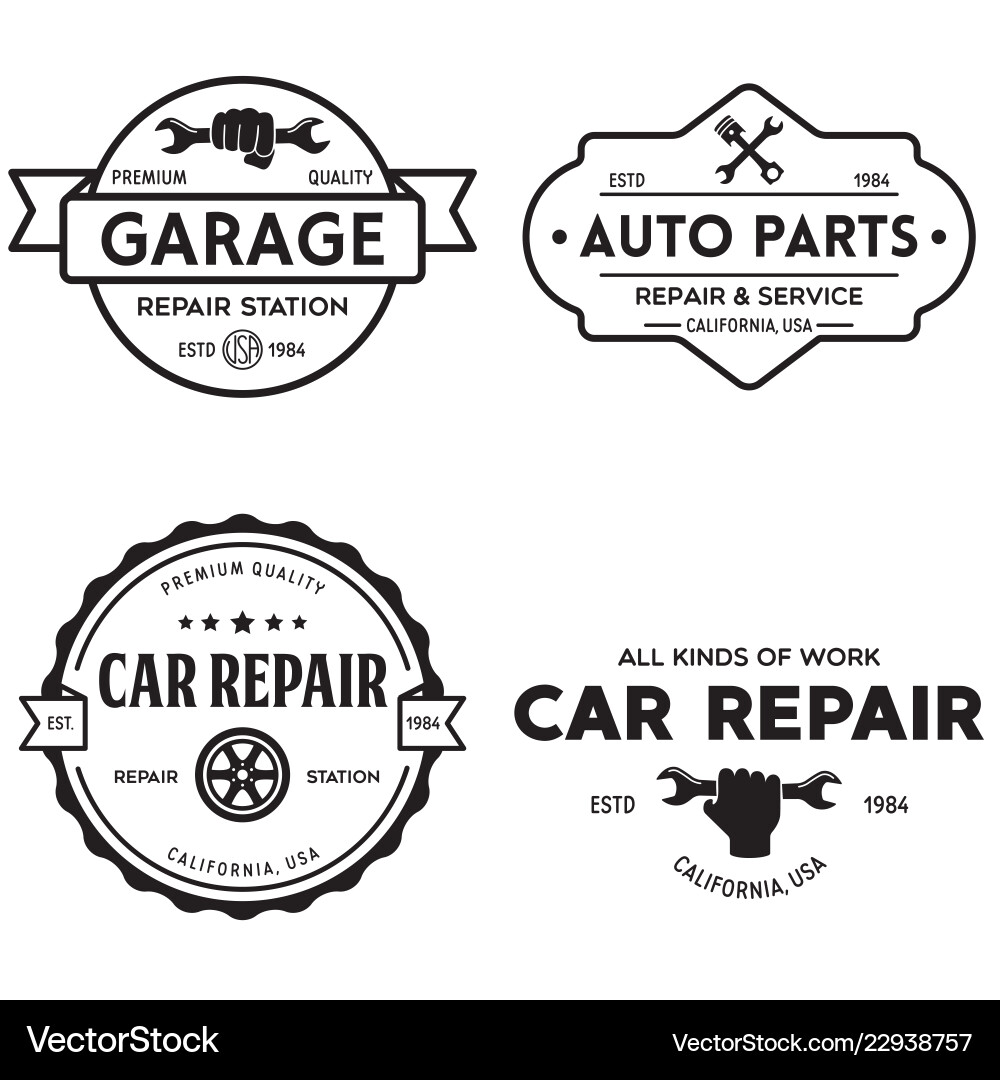 Vintage Car Repair Service Badges vector image