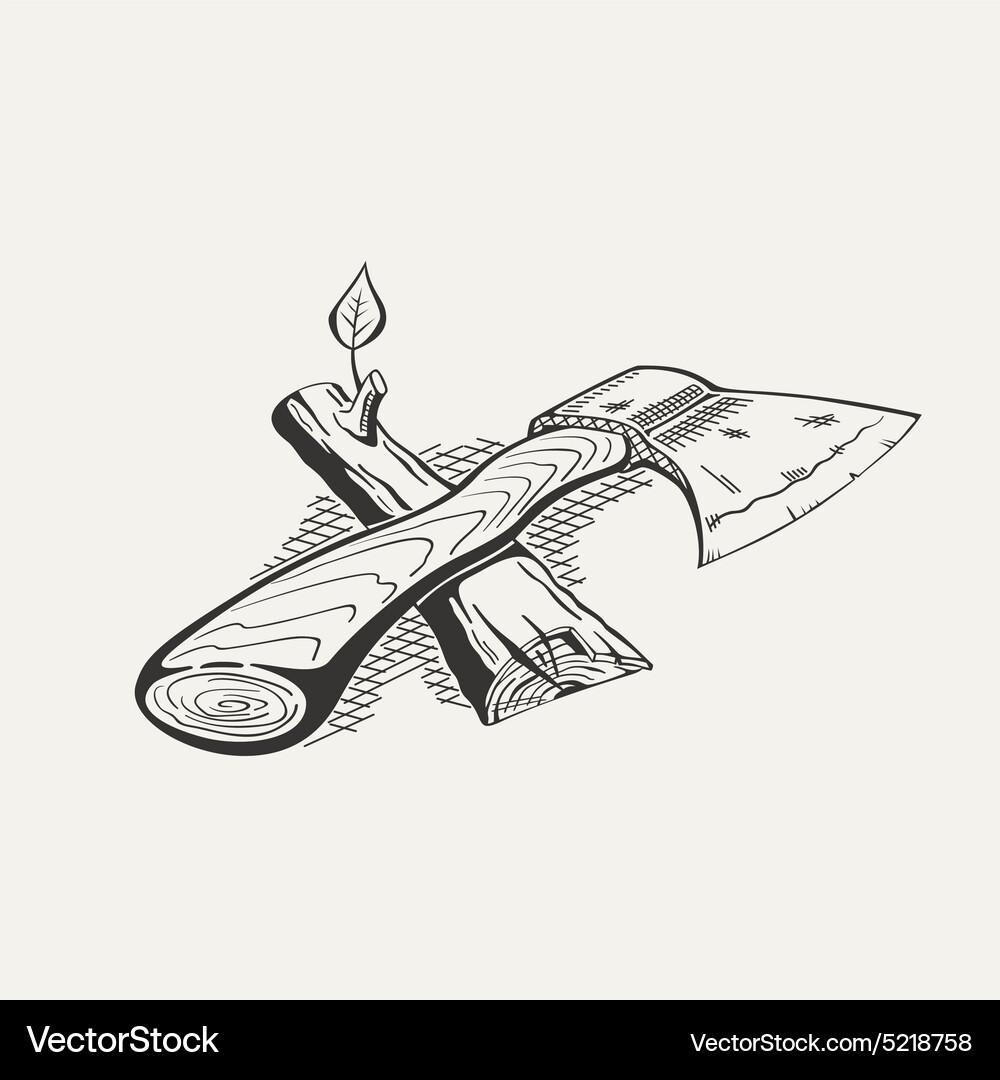 Ax and log on white background Vector Image