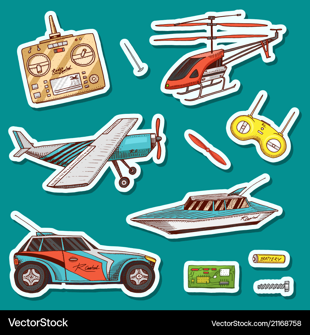 Children toys constructor vintage aircraft boat Children toys constructor vintage aircraft boat vector image