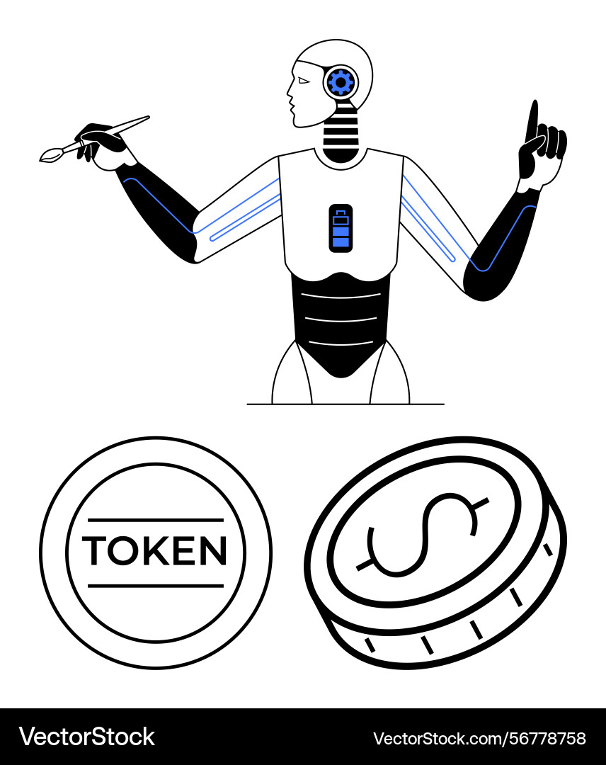 Futuristic robot using technology with digital Futuristic robot using technology with digital vector image