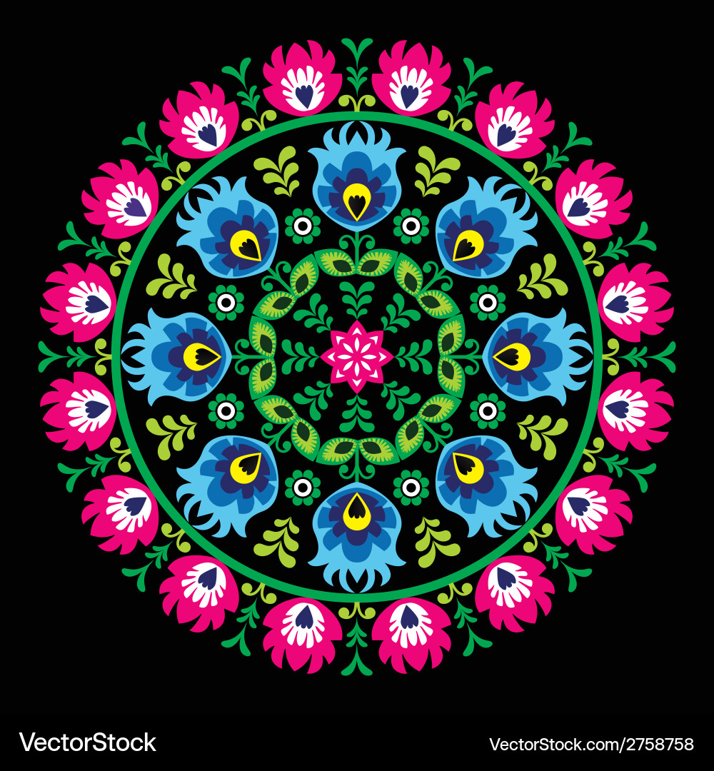 Polish Folk Circle Pattern Royalty Free Vector Image