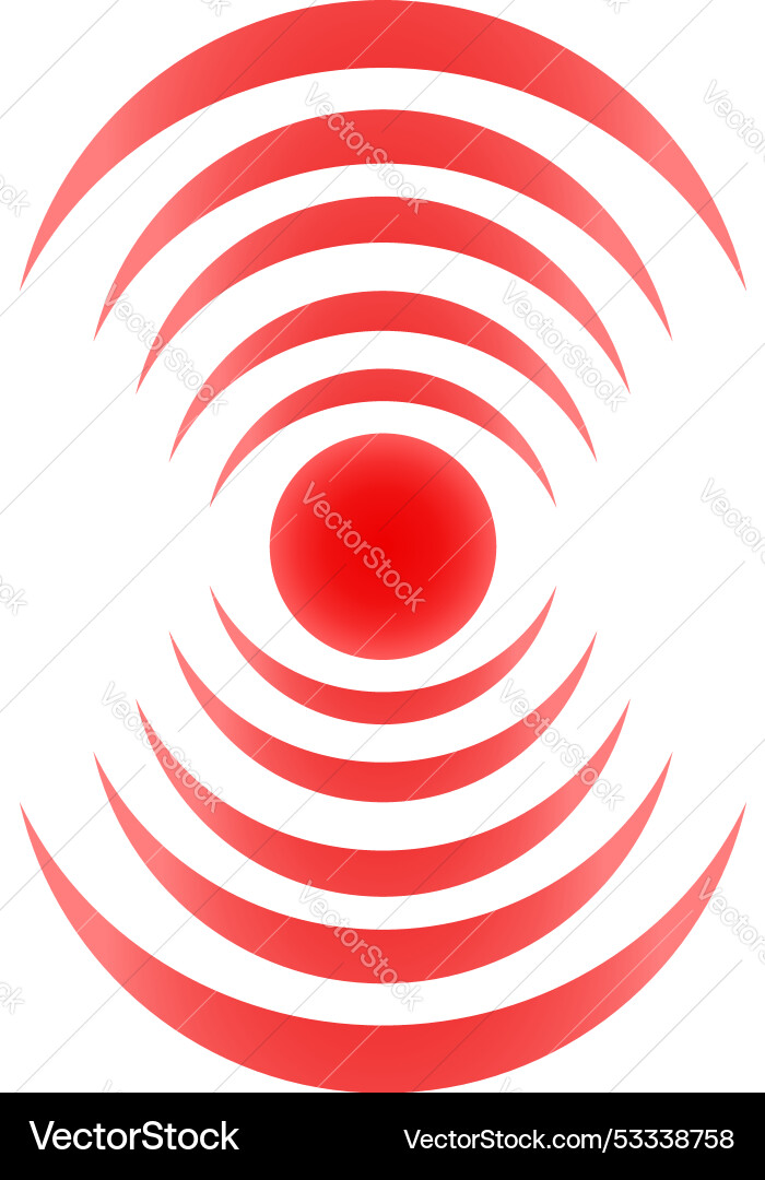 Red concentric circles creating vibration symbol vector image