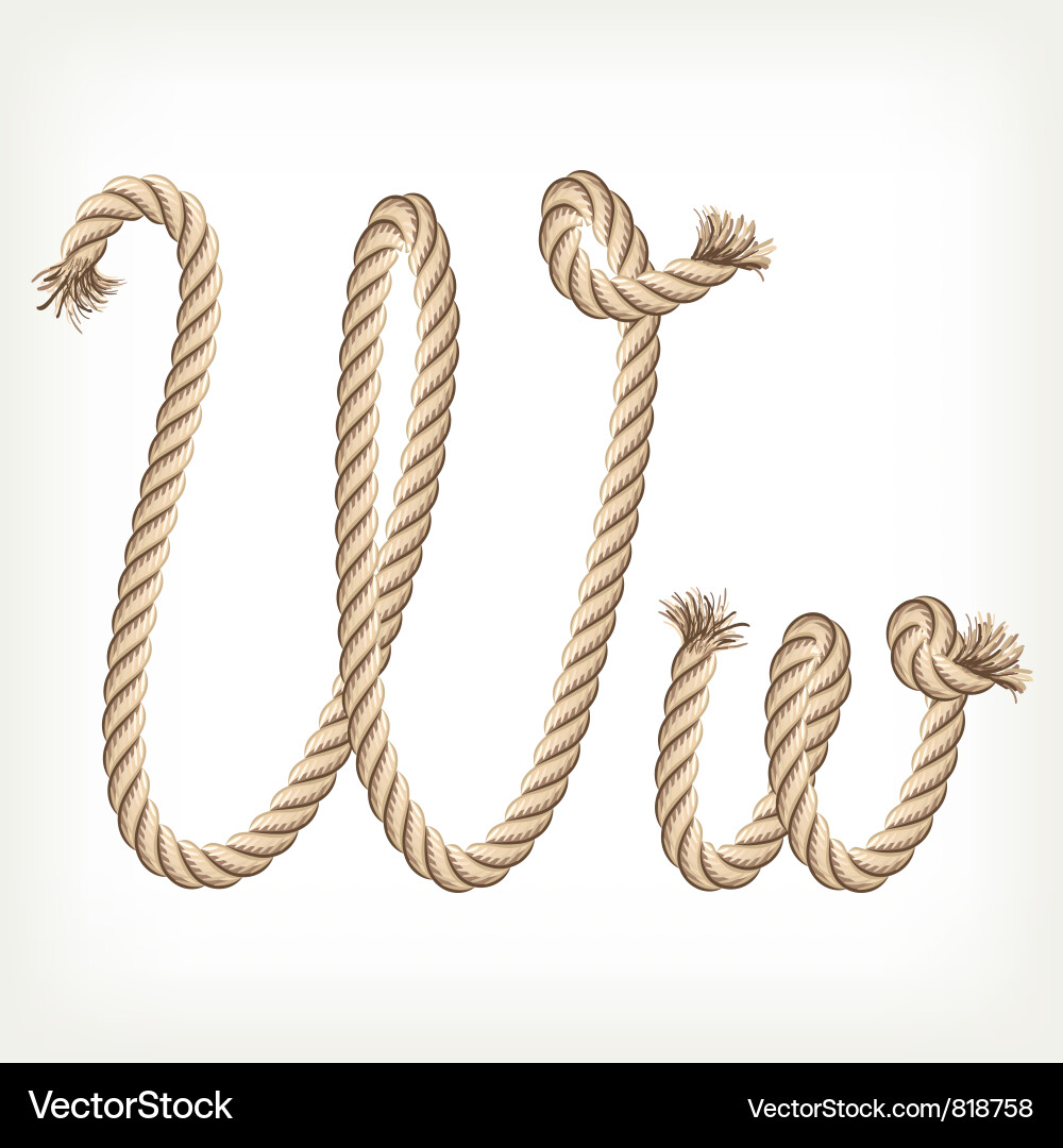 Rope Letter W Knot Vector Image