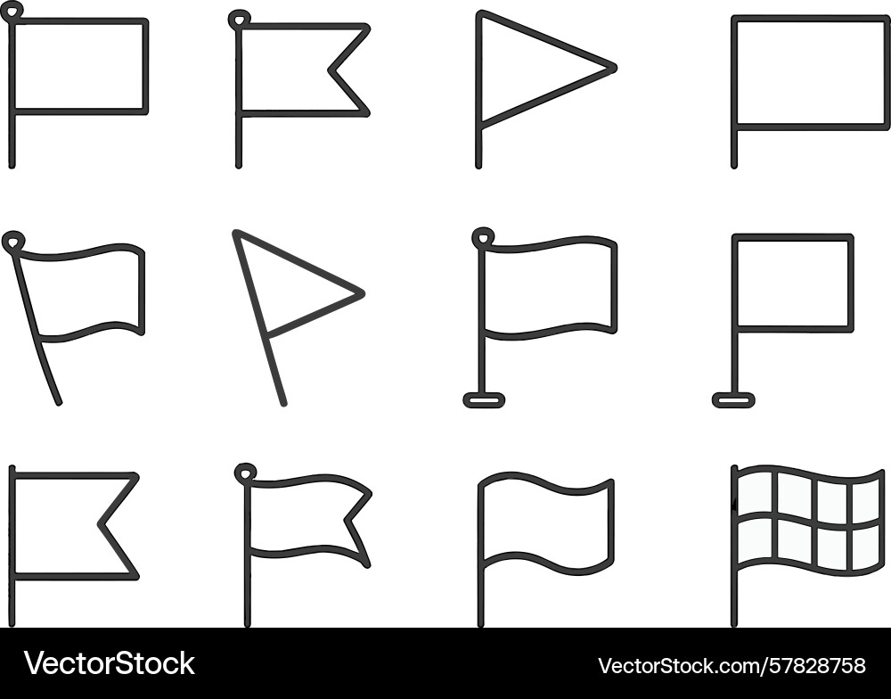 Various flag designs displayed in a grid format vector image