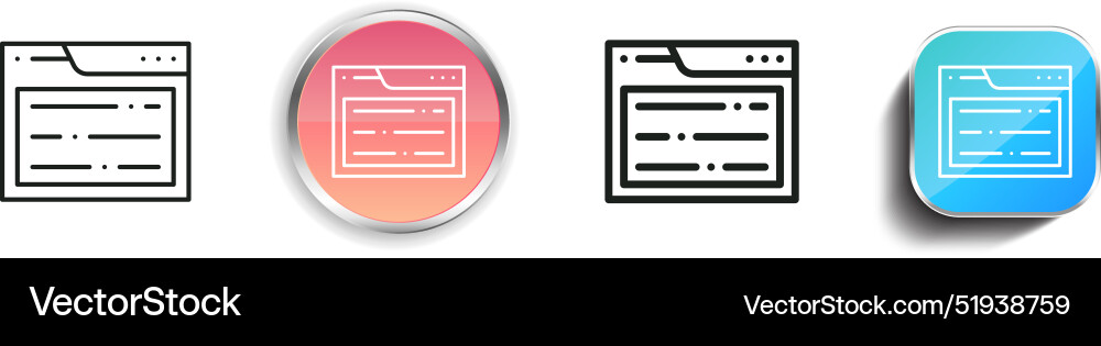 Browser icon thin linear regular and button style Vector Image