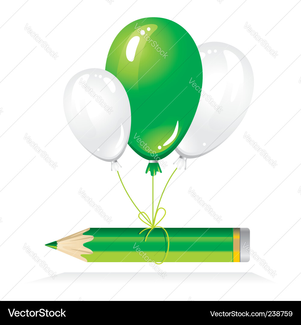 Green pencil on balloons Vector Image