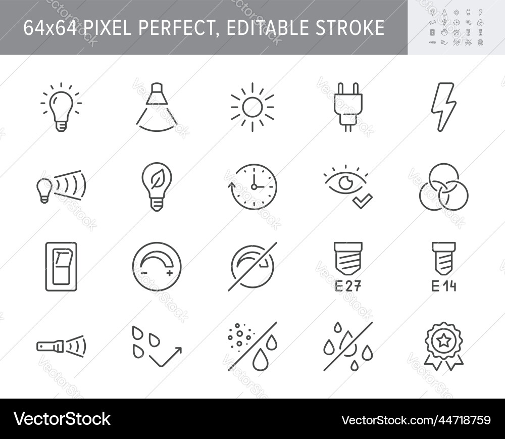 Lamp properties line icons Lamp properties line icons vector image