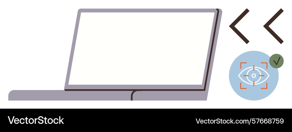 Laptop with eye tracking feature for secure Laptop with eye tracking feature for secure vector image