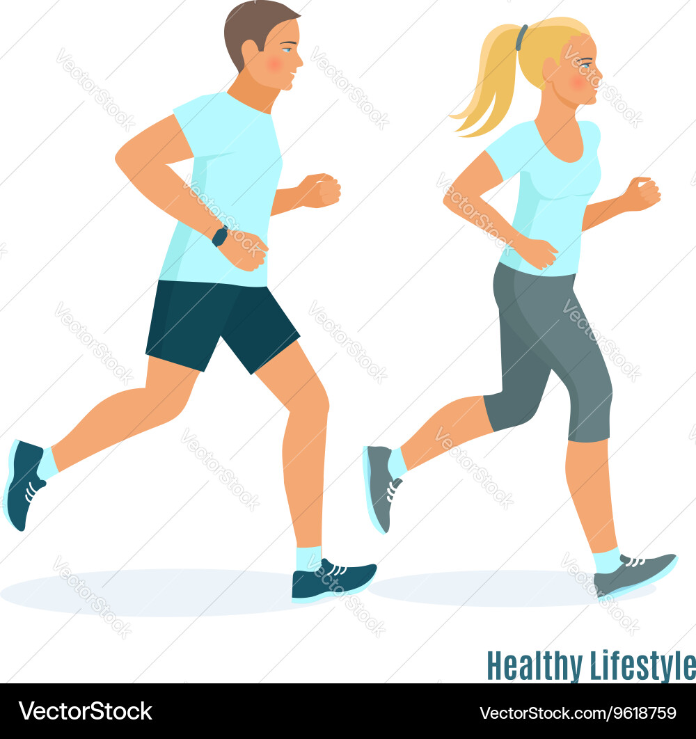 Running man and woman Vector Image