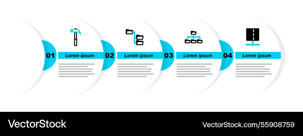 Set line server data web hosting folder tree Set line server data web hosting folder tree vector image