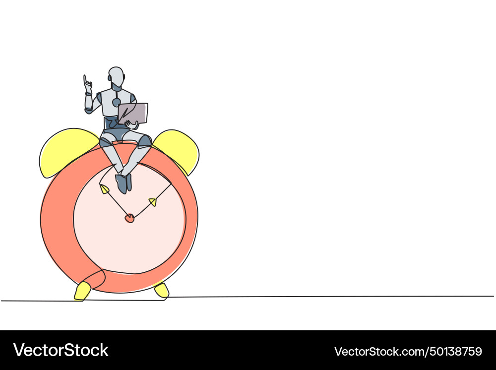 Single continuous line drawing robotic artificial Single continuous line drawing robotic artificial vector image