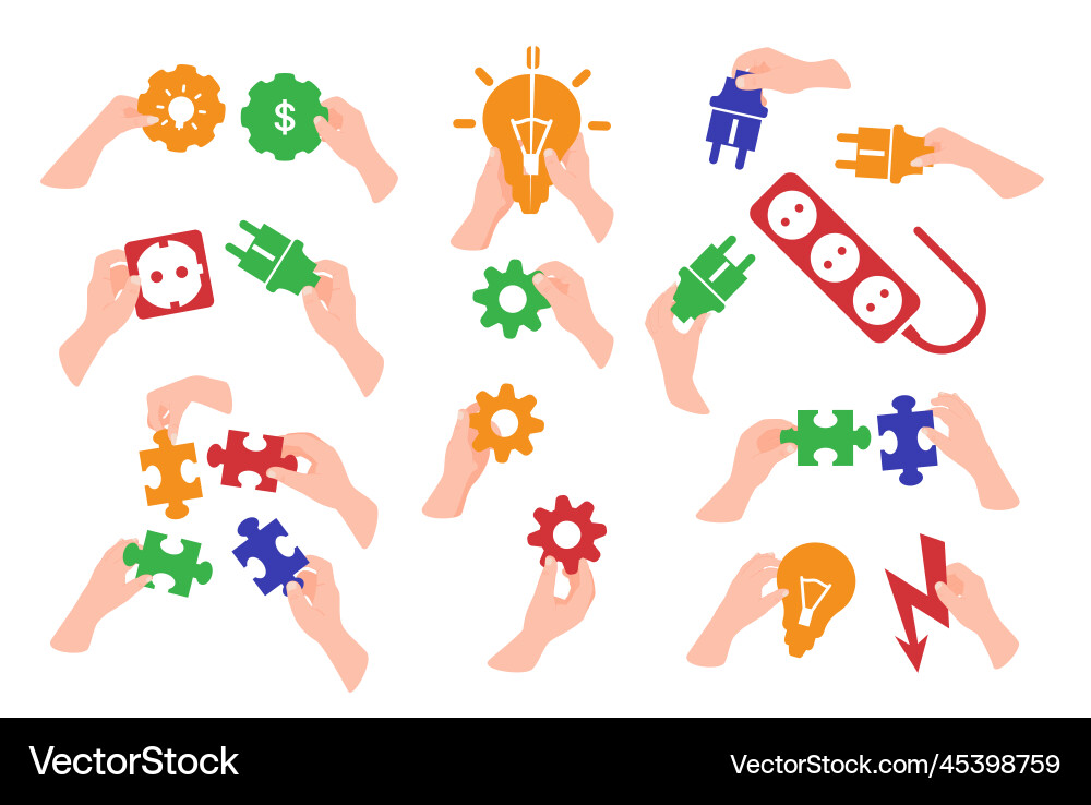 Solving problem by team concept brainstorming Solving problem by team concept brainstorming vector image