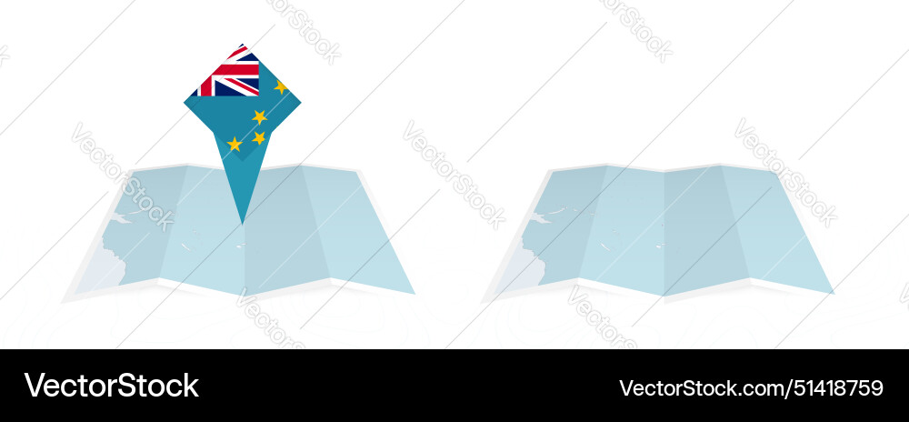 Two versions of an tuvalu folded map one Two versions of an tuvalu folded map one Vector Image