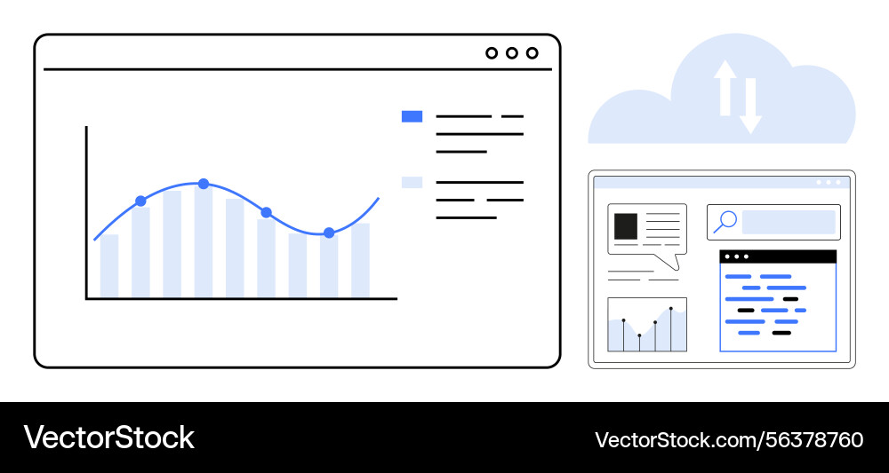 Analytics dashboard with graphs and data upload Vector Image