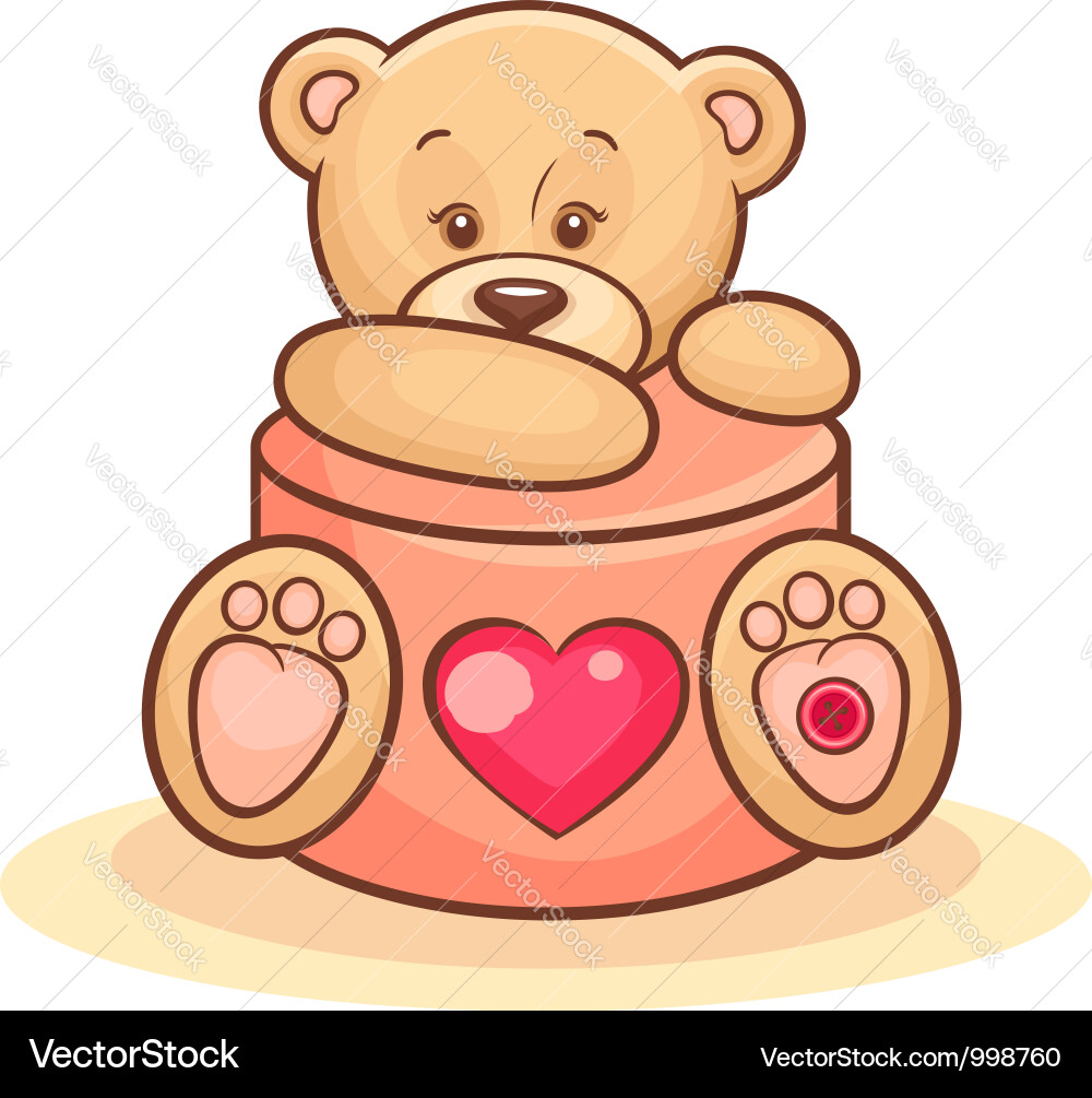 Cute Teddy Bear Valentine Gift Vector Image