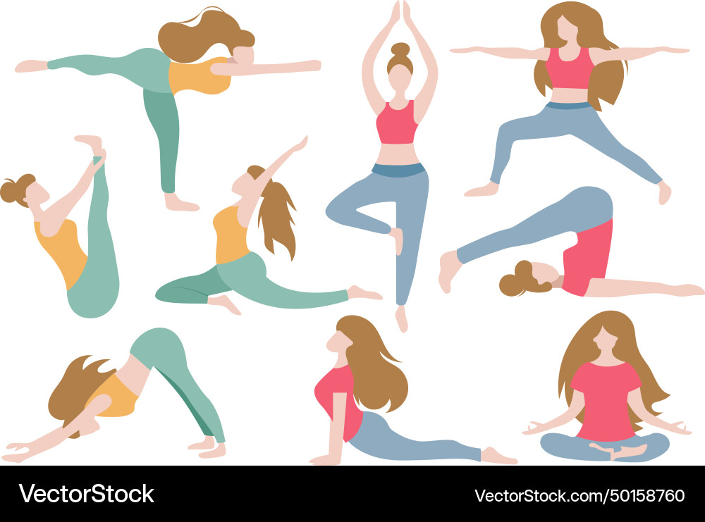 Frau machen Yoga Posen Übungen für mental Frau machen Yoga Posen Übungen für mental vektorbild
