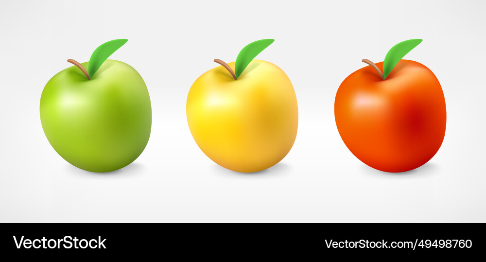 Frische Farbe Äpfel isoliert auf weißem Hintergrund 3d Frische Farbe Äpfel isoliert auf weißem Hintergrund 3d vektorbild