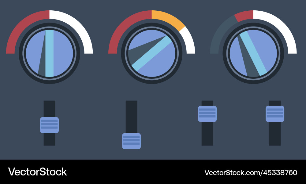 Panel with control buttons and knobs adjusting Panel with control buttons and knobs adjusting vector image