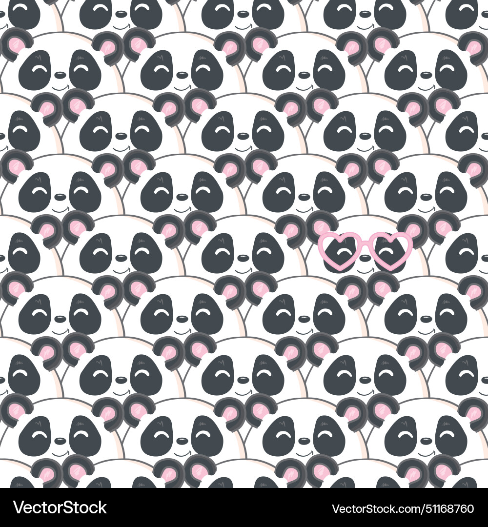 Seamless pattern with hand drawn cute pandas Seamless pattern with hand drawn cute pandas Vector Image
