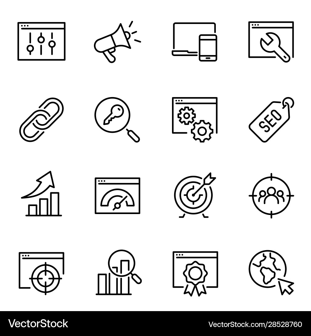 SEO Icon Set - Line Art vector image