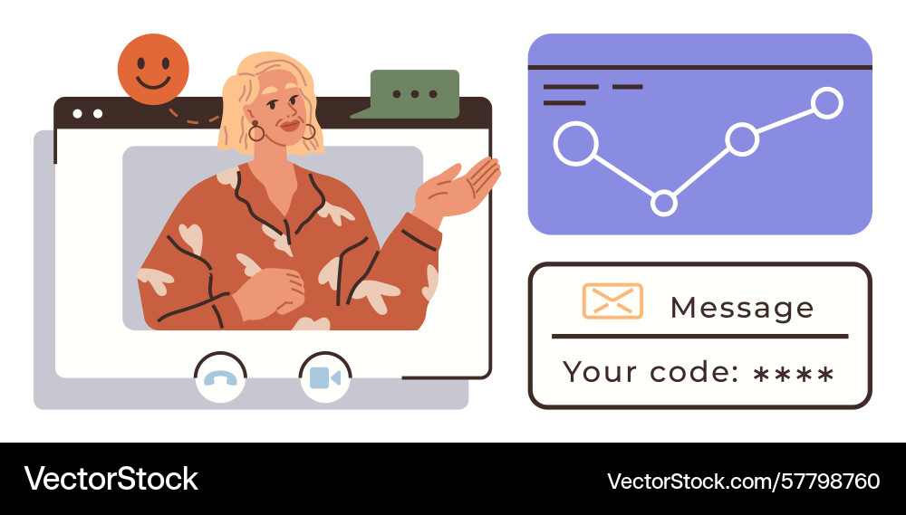 Virtual meeting secure code messaging and data Virtual meeting secure code messaging and data vector image