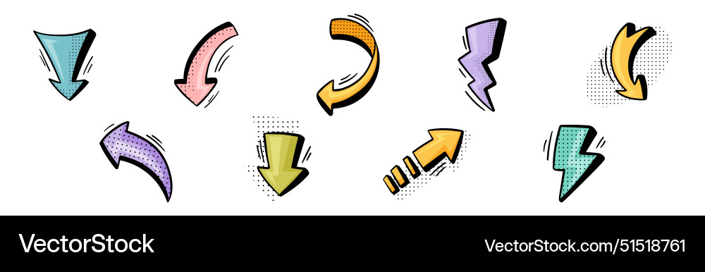 Arrow and lightning flash with pointed end doodle Arrow and lightning flash with pointed end doodle vector image